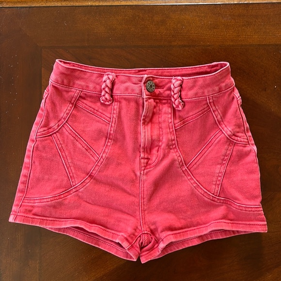 BDG Pants - Urban Outfitters Red High-Rise Braided-Waist Shorts